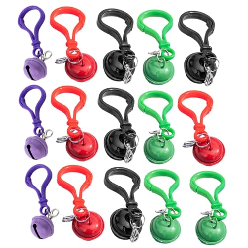 IMIKEYA 20Stücke Pack Schlüsselanhänger Clips mit Glocken Anhänger Bunte Kunststoff Schlüsselanhänger für Rucksäcke und Taschen Leicht und Robust Dekorieren und Sichern von IMIKEYA