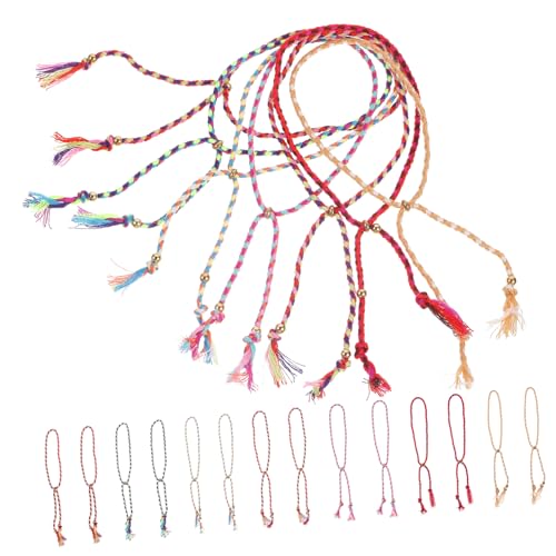 IMIKEYA 28 Stück Teiliges Handgefertigtes Perlenarmband Verstellbare Baumwoll Cord Armbänder mit Kupferperlen und Quasten Vielseitige Freundschaftsarmbänder für Damen und Herren Leicht von IMIKEYA