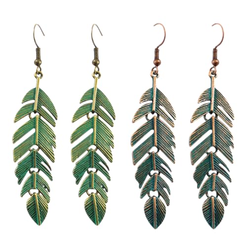 IMIKEYA 2Paare Retro Blattohrringe für Frauen Dangler Ohrringe Schmuck Zubehör für Strand und Urlaub Perfektes für Freunde und Familie von IMIKEYA