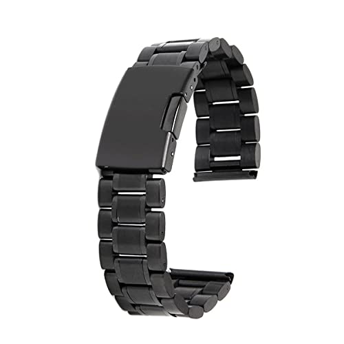 IMIKEYA 2stücke Edelstahl-uhrenarmband Schwarz Mit Massiven Gliedern Und Geradem Ende Inklusive Uhrenfederstegen Und Faltschließe Mit Druckknopf von IMIKEYA