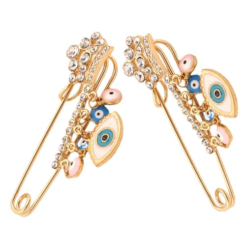 IMIKEYA 2Stücke Augen Broschen mit Dangle Kette Türkisfarbener Schmuck für Frauen und Mädchen Eleganter Blickfang für Kleidung und Accessoires von IMIKEYA