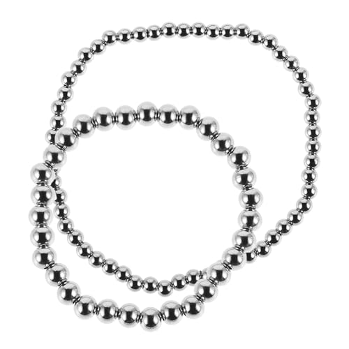 IMIKEYA 2stücke Perlenarmband Aus Titanstahl Perlen Verstellbares Und Stapelbares Armband Für Damen Und Herren Elastisch Und Robust Unisex-schmuck Für Verschiedene Anlässe von IMIKEYA