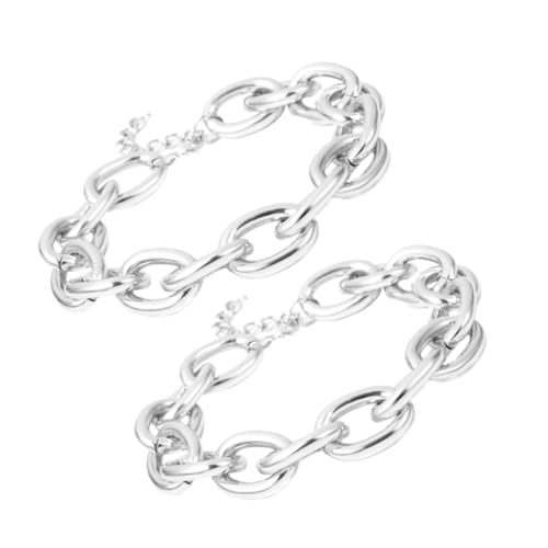 IMIKEYA 2Stücke Damen Retro Kette Klobige Statement Halskette Metall Vintage Halskette für Frauen Vielseitiges Accessoire für von IMIKEYA