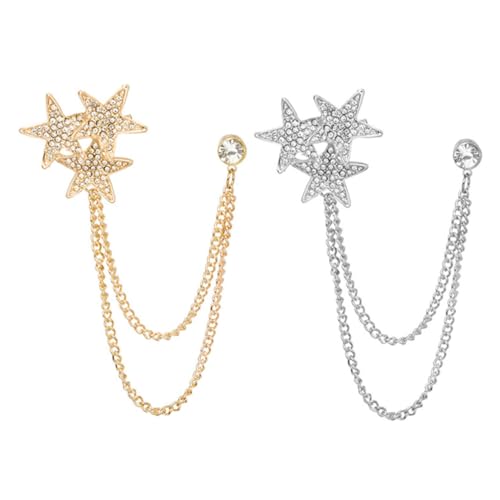 IMIKEYA 2 Stücke Mode Stern Brosche Pin Kette Anstecknadel Schmuck für Frauen und Männer Kreatives Design für Anzüge Hemden Taschen und Hüte von IMIKEYA