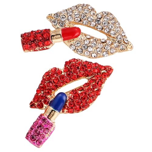 IMIKEYA 2stücke Lippenstift Brosche Mit Strass Damen Anstecknadel Kleidung Schmuck Dekoration Für Schal Mantel Hut von IMIKEYA