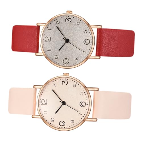 IMIKEYA Damen Quarzuhr 2 Stück Lederarmband Strapazierfähig für Schule Freizeit Armbanduhr für Studentinnen Vielseitige Damenuhr von IMIKEYA