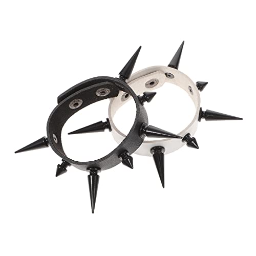 IMIKEYA 2Stücke Punk Armband PU mit Nieten Unisex Gothic Schmuck für Bands Bars und Clubs Cooles Design für Einen Auffälligen Look von IMIKEYA