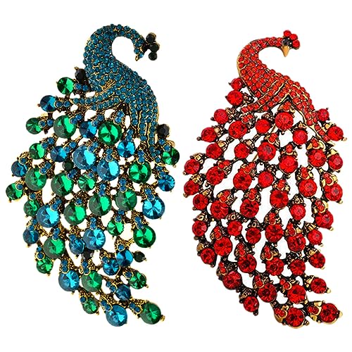 IMIKEYA 2Stücke Strassbrosche Pfau für Damen Dekorative Tierbroschen für Kleidung Schals und Accessoires Elegant und Vielseitig Einsetzbar für Besondere Anlässe von IMIKEYA