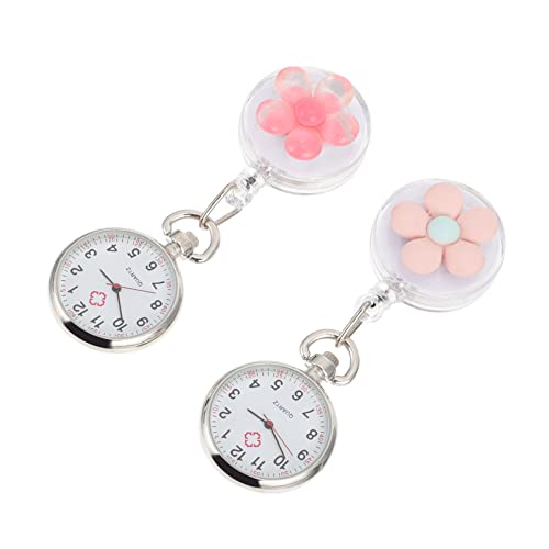 IMIKEYA 2stücke Tragbare Clip-Uhr Mit Blumenmuster Für Krankenschwestern Einziehbare Taschenuhr Für Ärzte Und Medizinisches Personal Praktische Geschenke Für Pflegekräfte von IMIKEYA