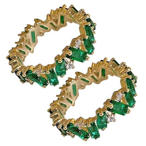 IMIKEYA 2Stücke Verstellbare Ringe für Damen Eheringe und Verlobungsringe Grün Geeignet für Hochzeiten Geburtstage und Besondere Anlässe von IMIKEYA