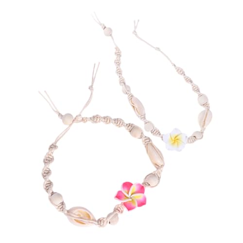 IMIKEYA 2 Stück Damen Fußkettchen mit Muschelmuster Verstellbar Blumen Design Strand Fußkettchen für Frauen Boho Schmuck von IMIKEYA