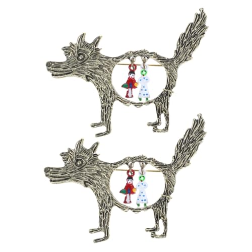 IMIKEYA 2Stücke Vintage Hollow Wolf Brosche für Frauen Männer Retro Design Kleidungsaccessoire für Schals Anzüge Einzigartige Märchenbrosche mit Detailliertem Wolfsmotiv von IMIKEYA