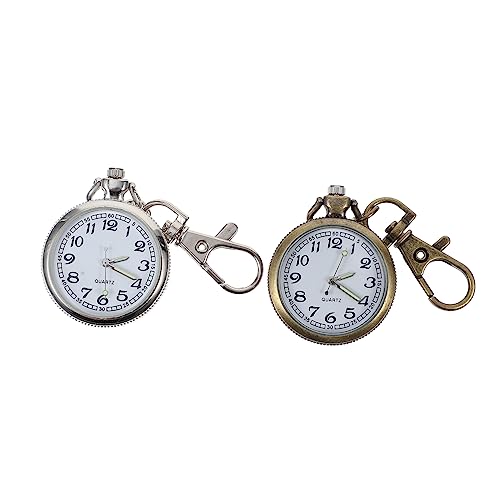 IMIKEYA 2stücke Vintage Quarz-taschenuhr Schlüsselanhänger Für Krankenschwestern Und Studenten Außergewöhnliches Design Praktische Und Tragbare Uhr Sicherer Krokodilverschluss Aus von IMIKEYA