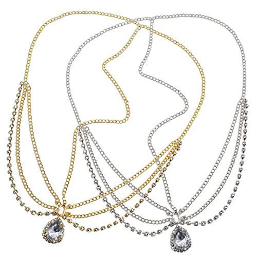 IMIKEYA 2stücke Strass Stirnband Haarschmuck Kopfschmuck Kristall Für Frauen Mädchen Hochzeit Geburtstag Party Kopf Kette Schmuck Mit Baumeln Anhänger von IMIKEYA
