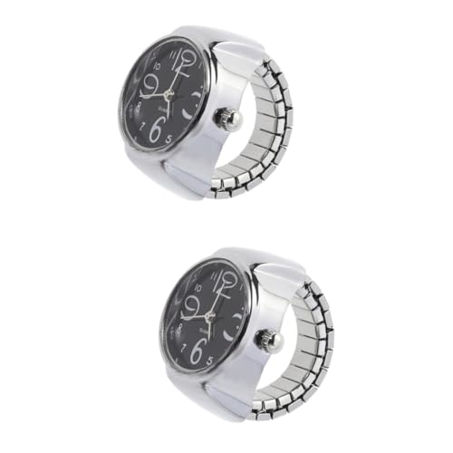 IMIKEYA 2stücke Damen Uhr Mit Großem Ziffernblatt Kreative Elastische Quarzuhr Für Stilvolles Accessoire Für Zu Besonderen Anlässen Schwarz von IMIKEYA