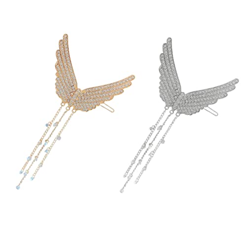 IMIKEYA 2stücke Engelsflügel Haarspange Mit Quaste Und Strass Zarte Haarclips Für Mädchen Hochzeit Kopfschmuck Filigranes Design von IMIKEYA