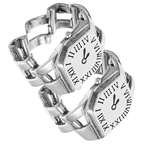 IMIKEYA 2stücke Fingeruhr Damen Mit Römischen Ziffern Kupfer Ornament Ringuhr Für Frauen Leichtgewichtige Und Langlebige Finger Uhr Im Retro-stil von IMIKEYA