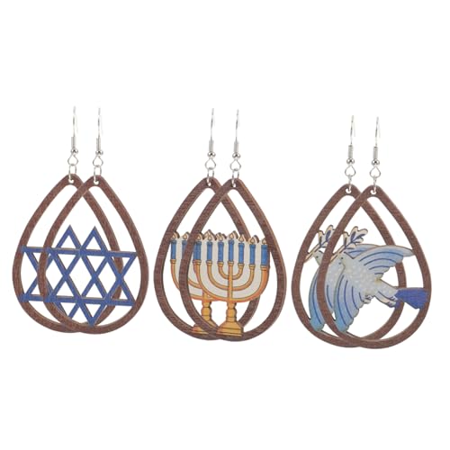 IMIKEYA 3 Paare Holzohrringe Damen Hängend Minimalistisch Festival Schmuck Hanukkah Stilvoll Für Altersgruppen IMIKEYA 3 Paare Holzohrringe Damen Hängend Minimalistisch Festival Schmuck Hanukkah Stilvoll Für Altersgruppen von IMIKEYA