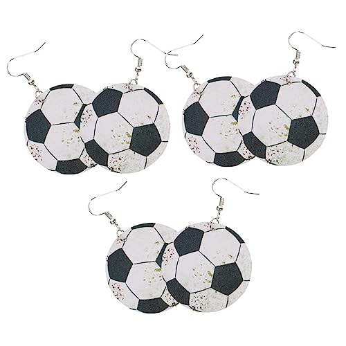 IMIKEYA 3 Paare PU Ohrringe Fußballform Sportlicher Stil Damen Ohrhänger Leicht Elegant Alltags und Festtags Schmuck Geschenkideen von IMIKEYA