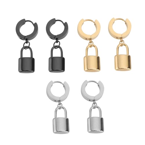 IMIKEYA 3 Paare Punk Style Ohrstecker Titanstahl Ohrschmuck Kreative Chic Dekorative Ohrhänger Unisex für Alltag und Party von IMIKEYA