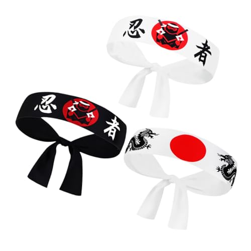 IMIKEYA 3 STÜCKE Teiliges Japanisches Samurai Stirnband Ninja Karate Kopfbänder aus Strapazierfähigem Polyester Modisch und Funktional Geeignet für Herren und Sportliche IMIKEYA 3 STÜCKE Teiliges Japanisches Samurai Stirnband Ninja Karate Kopfbänder aus Strapazierfähigem Polyester Modisch und Funktional Geeignet für Herren und Sportliche von IMIKEYA