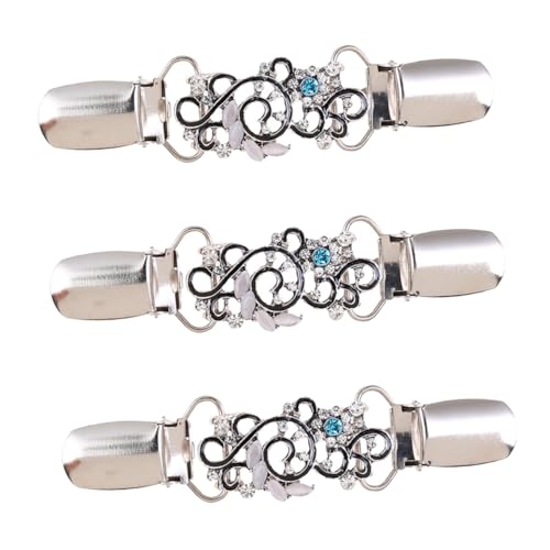 IMIKEYA 3 Stück Damen Cardigan Clips aus Legiertem mit Strass Schal und Kleidungsklammern Vielseitige Broschen für Weste Bluse und Schal Silberfarbene Accessoires von IMIKEYA