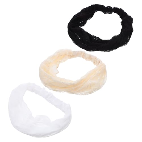 IMIKEYA 3 Stück Damen Elastische Spitzen-haarbänder Atmungsaktive Netz-headwraps Vielseitig Tragbar für Frühling Sommer Fotoshootings und Alltag von IMIKEYA
