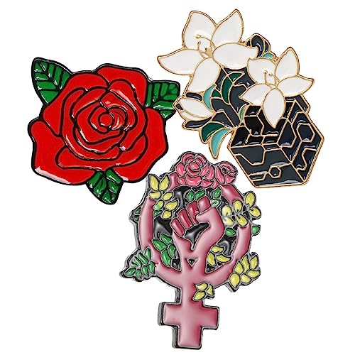 IMIKEYA Feministische Broschen 3 Stücke Gebärmutter Anstecknadel Kreative Blumen Brosche Rucksack Abzeichen für Frauen Legierungsbroschen Feminismus von IMIKEYA