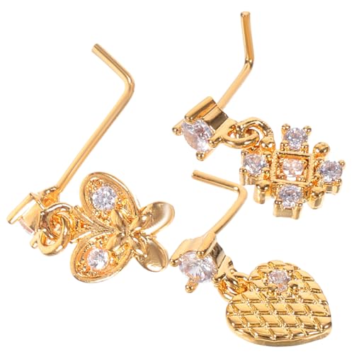IMIKEYA 3 Stück Förmige Nasenringe für Damen mit Zirkonia Nasenpiercing Schmuck Langlebig Komfortabel Modisch für Party und Alltag von IMIKEYA