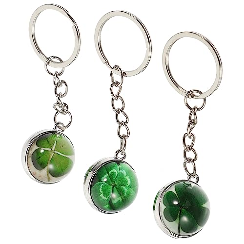 IMIKEYA 3 Stück Leuchtender Teilig Vierblättriger Kleeblatt Schlüsselanhänger Glücksbringer Schmuck für Patricks Day Taschen und Schlüssel Dekoration für Familie und Freunde von IMIKEYA