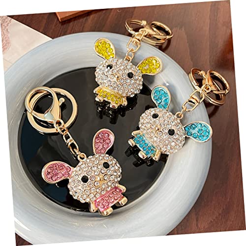 IMIKEYA 3 Stück Metall Schlüsselanhänger Süßer Hase Anhänger in Blau Gelb Cartoon Bunny Anhänger als Schlüsselanhänger Dekoration und Taschenanhänger Kreatives DIY von IMIKEYA