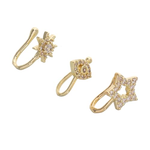 IMIKEYA 3 Stück Modische U förmige Kupfer Nasenringe Piercing frei Stylische Stern Böser auge designs Komfortabel Vielseitig für Party und Alltag Schmuck für Damen von IMIKEYA