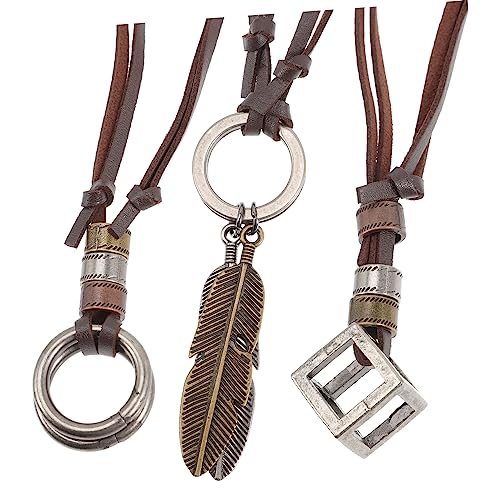IMIKEYA 3stücke Kreishalskette Halskette Mit Anhänger Für Herren Ringhalskette Mit Kreisanhänger Retro-halskette Aus Material Für Männer von IMIKEYA