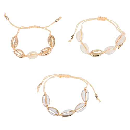 IMIKEYA 3 Stück Teiliges Boho Muschelarmband Verstellbare Strandarmbänder mit Muschelanhängern für Damen und Mädchen Perfektes Schmuckstück für Sommer und Besondere Anlässe von IMIKEYA