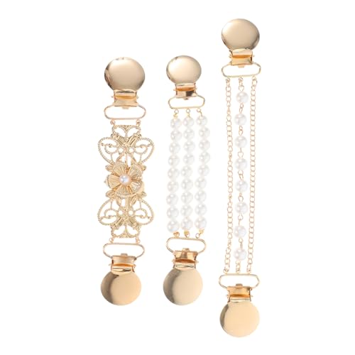 IMIKEYA 3 Stück Teiliges Cardigan Clips mit Vintage Perlenkette Schal und Kleid Clips für Pullover Kleider Kragen und Schals Einfache Befestigung Modische Damen Accessoires von IMIKEYA