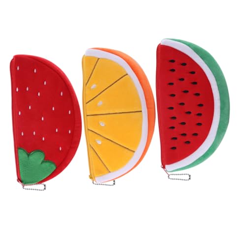 IMIKEYA 3 Stück Teiliges Cartoon Münzgeldbörse Früchte Design Kleines Leichtes Portemonnaie mit Reißverschluss Vielseitig für Münzen Schmuck Kosmetik für Damen Mädchen Unterwegs von IMIKEYA