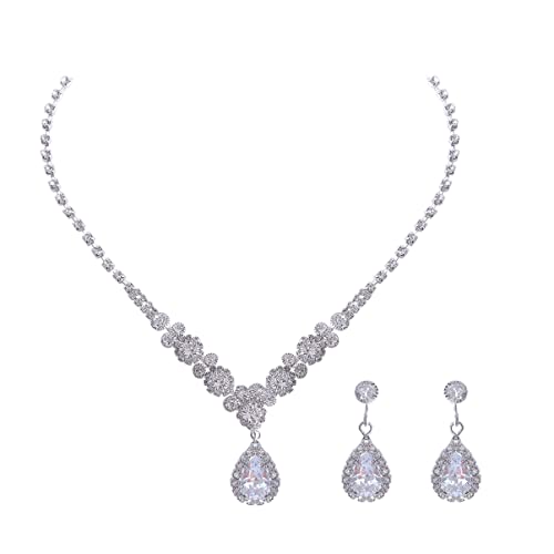 IMIKEYA 3 Stück Teiliges Hochzeits Schmuckset mit Zirkonia Ohrhängern und Tropfen Halskette für Bräute und Brautjungfern Elegantes Modeschmuck für Besondere Anlässe IMIKEYA 3 Stück Teiliges Hochzeits Schmuckset mit Zirkonia Ohrhängern und Tropfen Halskette für Bräute und Brautjungfern Elegantes Modeschmuck für Besondere Anlässe von IMIKEYA
