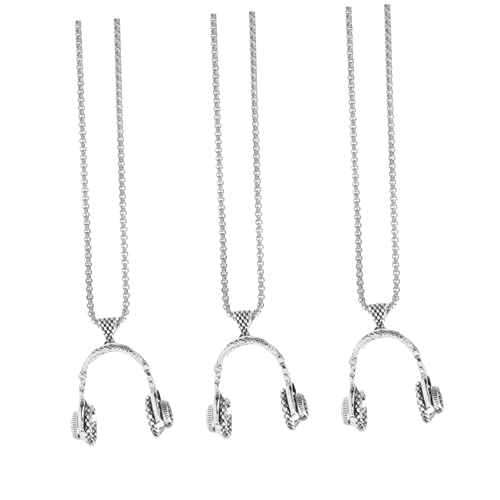 IMIKEYA 3 Stück Teiliges Musik Kopfhörer Anhänger Halskette aus Legierung Schlichte Partner Schlüsselbein Ketten Stilvolle Damen Schmuck für Alltag Büro und Partys von IMIKEYA
