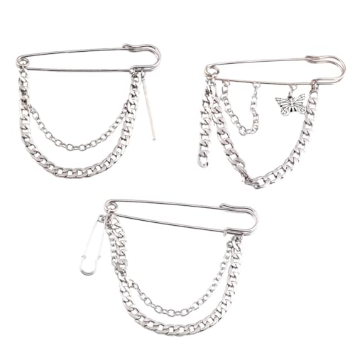 IMIKEYA 3 Stück Teiliges Retro Hip Hop Broschen Kreative Metall Ketten Anstecker Stylische Corsage für Kleidung Rucksäcke Jacken Unisex Brustnadeln von IMIKEYA