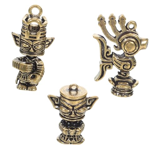 IMIKEYA 3 Stück Teiliges Sanxingdui Schlüsselanhänger aus Messing Retro Stil Langlebiges Unisex Schmuckzubehör Vielseitig als Taschenanhänger und Dekoratives Ornament für Auto und von IMIKEYA