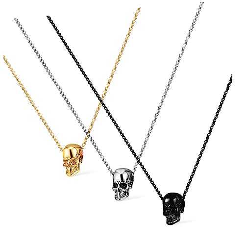 IMIKEYA 3 Stück Teiliges Skull Halskette Anhängerketten für Herren Leichte Langlebige Männerketten in Silber Gold und Schwarz für Alltag Halloween und Party IMIKEYA 3 Stück Teiliges Skull Halskette Anhängerketten für Herren Leichte Langlebige Männerketten in Silber Gold und Schwarz für Alltag Halloween und Party von IMIKEYA