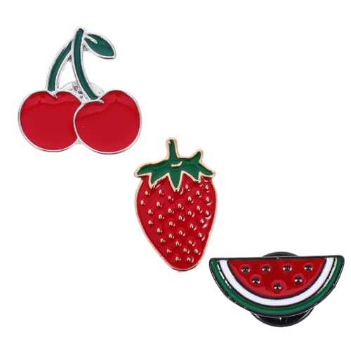 IMIKEYA 3stücke Wassermelonen-erdbeer-kirschen-emaille-brosche Lustige Cartoon-frucht-anstecknadeln Süße Obst-broschen Für Pullover Kleidung Tasche Hut Rucksack Schal Dekoration von IMIKEYA