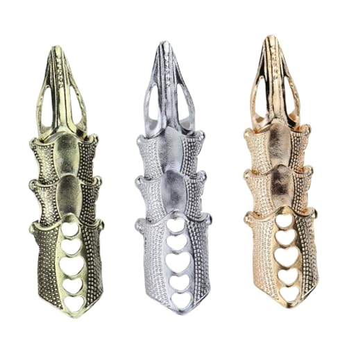 IMIKEYA 3 Stück Teiliges Verstellbare Retro Knöchelring Damen Flexible Gelenk Fingernagel Ringe Gold Silber Antikbronze Punk Statement Schmuck für Alltag und Party von IMIKEYA