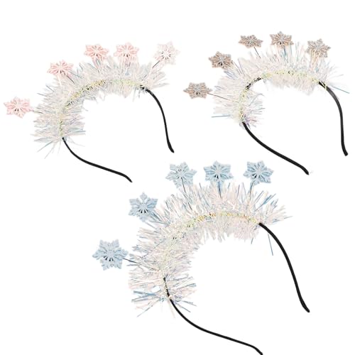 IMIKEYA 3 Stück Teiliges Weihnachts Stirnband mit Glitzer und Schneeflocken für Damen Festliches Haaraccessoire für Feiertage Partys und Winterveranstaltungen Blau Rosa und Silber von IMIKEYA