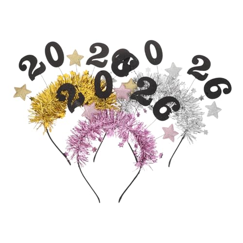 IMIKEYA 3stücke Frohes Neues Jahr-stirnband Mit Sternen Und Motiv Silvester-party-haarband Aus Lametta-glitzer-material Passend Für Jeden Alters Und Kopfgröße Für Weihnachts-feiern von IMIKEYA