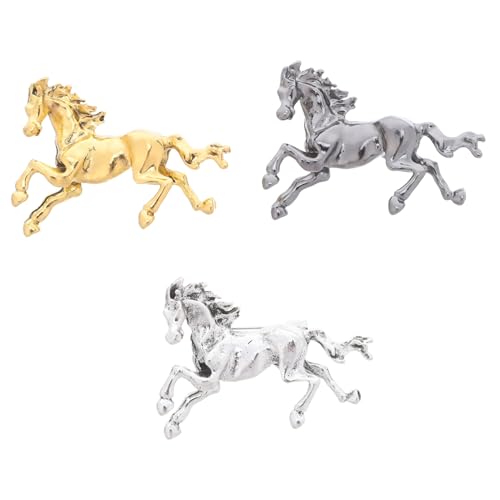 IMIKEYA 3 Stück Vintage Pferde Broschen für Damen und Herren Emaillierte Chinesische Tier-anstecknadeln Jahr Des Pferdes Langlebige Farbintensive Revers Pins für Frühling Festival Rucksack von IMIKEYA