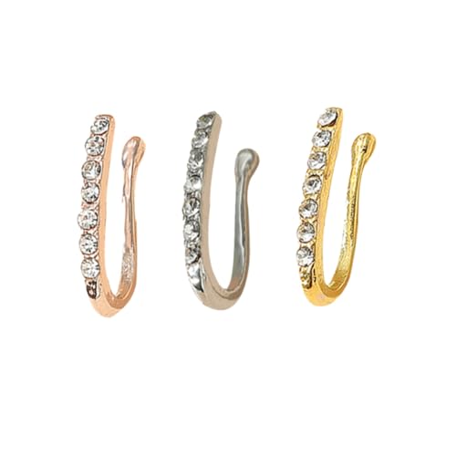 IMIKEYA 3 Stücke Teiliges Nasenschmuck U Förmig mit Strass Falsche Nasenringe Piercing Hautfreundlich Leicht und Komfortabel Geeignet für Damen von IMIKEYA