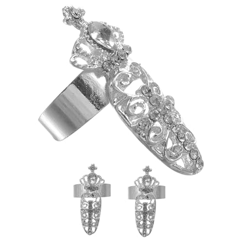 IMIKEYA 3stücke Damen Finger Nagelring Krone Ring Strass Finger Ring Für Frauen Mädchen von IMIKEYA