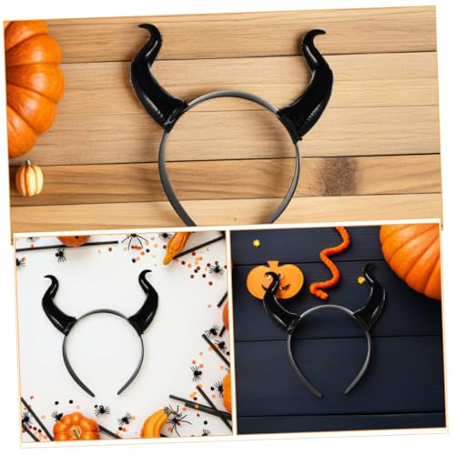 IMIKEYA 3stücke Hörner Halloween Für Damen Cosplay Haarreif Dämonen Horn-kopfbedeckung Party Kopfschmuck Kostüm Accessoire Schwarz Verkleidungsparty-dekoration von IMIKEYA
