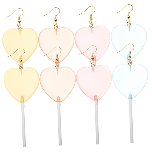 IMIKEYA 4 Paare Herz Dangle Ohrringe Damen Leicht Hängende Statement Schmuck Bunte Candy Farben Blau Glitzer Gelb Orange von IMIKEYA